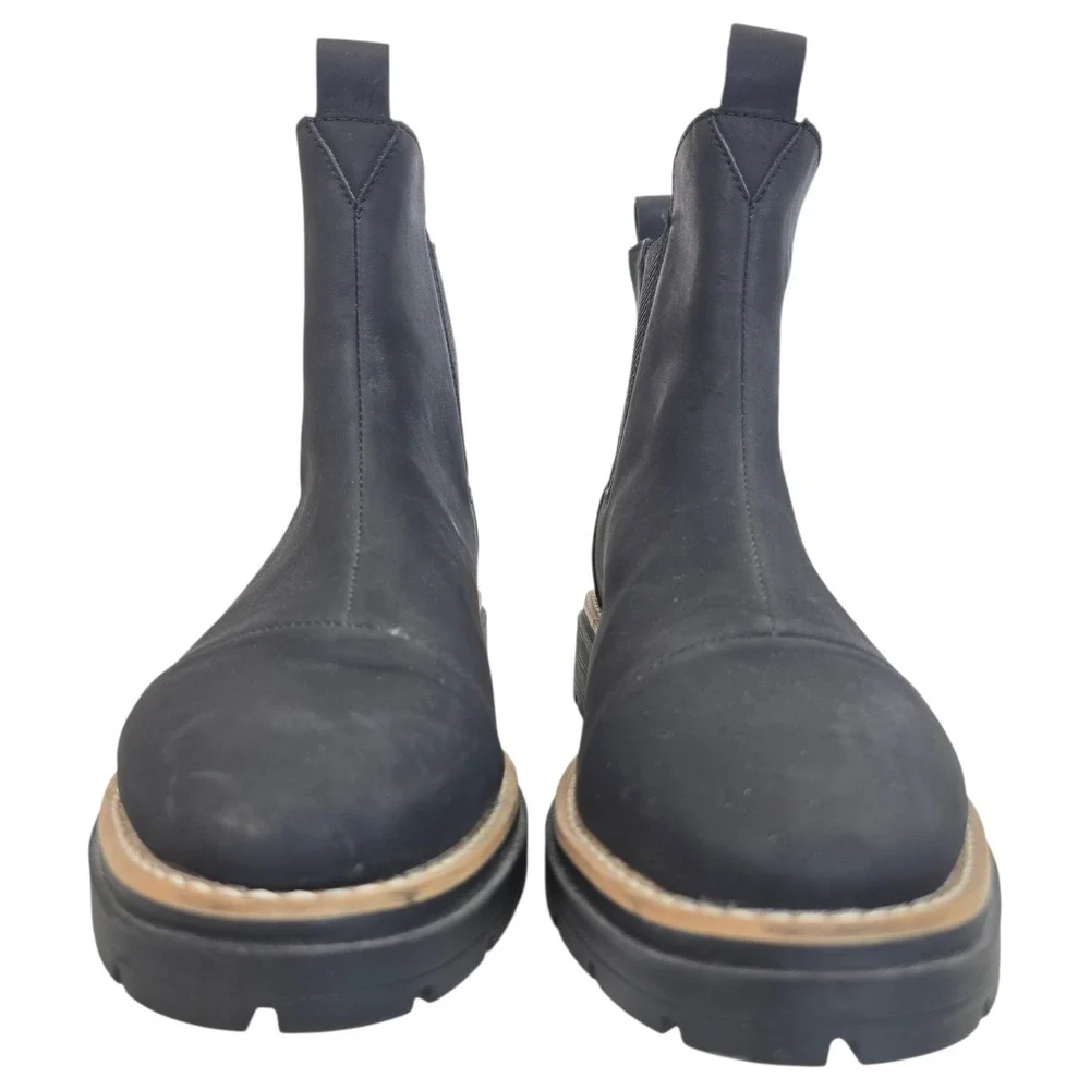 Toms Matte Black Skyar Chelsea Lug Sole Ankle Boots Women 9.5 10018632‎ Cap Toe